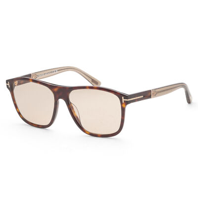 NWT Tom Ford FT1081 Dark Havana Rectangle 58mm Sunglasses Amazon.com: Tom Ford Sunglasses FT 1081 01D Shiny Black  main image 3