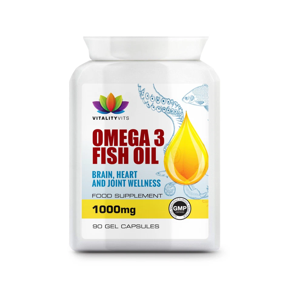 VITALITYVITS Omega 3 Fish Oil 1000mg Softgels EPA 330mg DHA 220mg Heart Brain Health