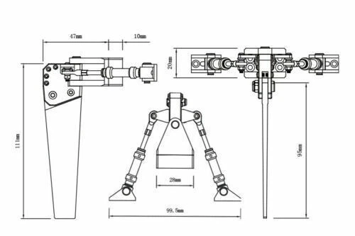 57x112mm Catamaran Rudder CNC Aluminum Black for 40'' or below Catamaran RC Boat - Image 3 of 4