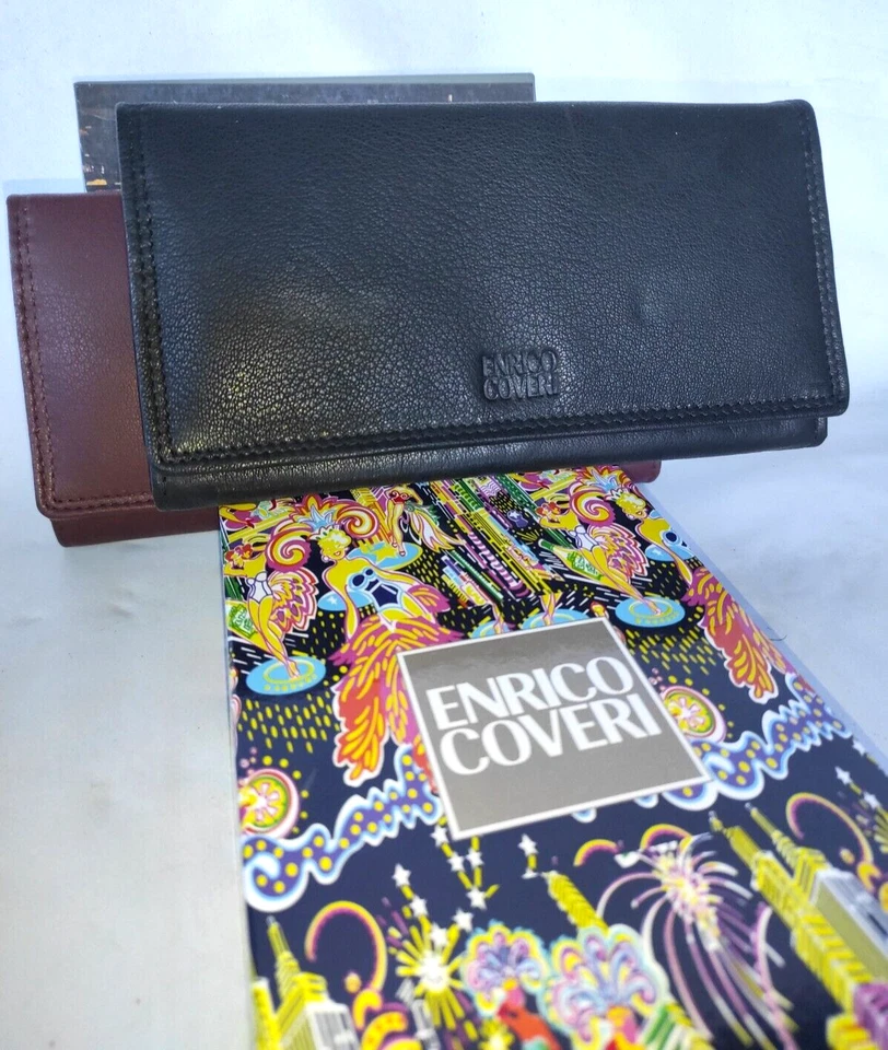 portafoglio donna VERA PELLE enrico coveri portamonete portacarte documenti - Immagine 2 di 4