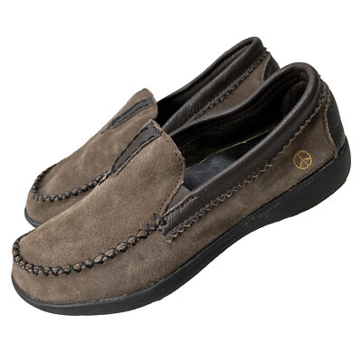 Peace Moccasins Womens ''Vicki'' Loafers Shoes Size 8.5 Slip On Casual Peace Sign