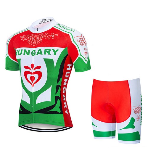 Hungary Cycling Clothing Short Sleeve Cycle Jersey & (Bib) Shorts Padded Set - Picture 3 of 12
