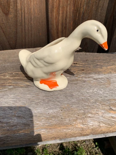 Vintage Shawnee Pottery Duck Planter 5 In. Creme White  Country Rustic Farm