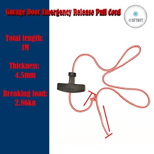 Garage Door Emergency Release Pull Cord with Handle Garage Opener Rope Puller - Picture 7 of 7