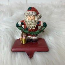Christmas Stocking Hanger Santa Claus Garland Gifts Metal Resin Holiday 4.5"  