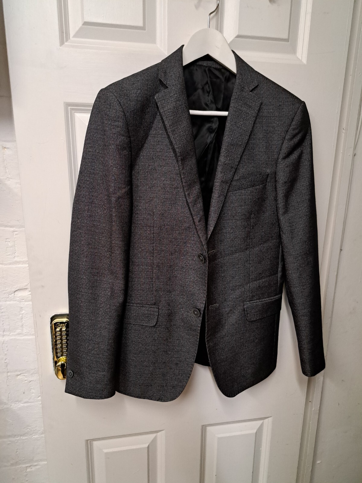 Tuta TM Lewin grigio antracite UK 36 corta Savile fila lana 2 pezzi London Jermyn.