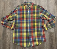 Polo Ralph Lauren Shirt Mens Large L Linen Silk Colorful Lightweight Long Sleeve