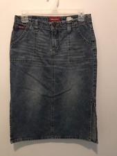 Juniors Union Bay Straight Blue Jean Skirt Side Slit Size 5 Modest