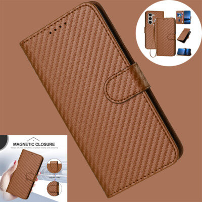 #ad HOT For Samsung Galaxy Z Fold 5 4 Fiber Print Leather Magnetic Flip Slim Case $10.94