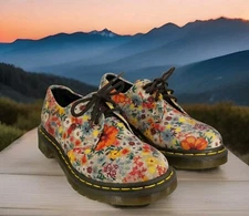 DR. MARTENS 1461 WANDERLUST CANVAS WOMENS US 6 FLORAL OXFORD 3-EYE SHOES DOC'S