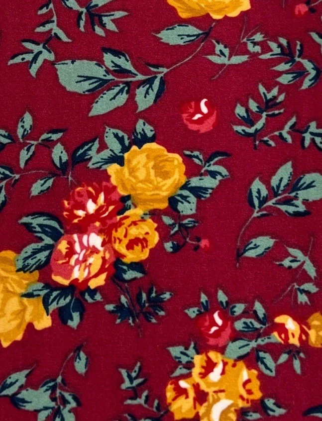 LuLaRoe Leggings TC Alto Curvilíneo Floral BORGOÑA ROJO ROSA Amarillo Otoño Otoño Suave Foto 3 de 4