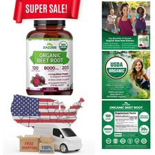 Zazzee USDA Organic Beet Root 8000 mg Strength 20:1 Extract, 120 Quick Relea...