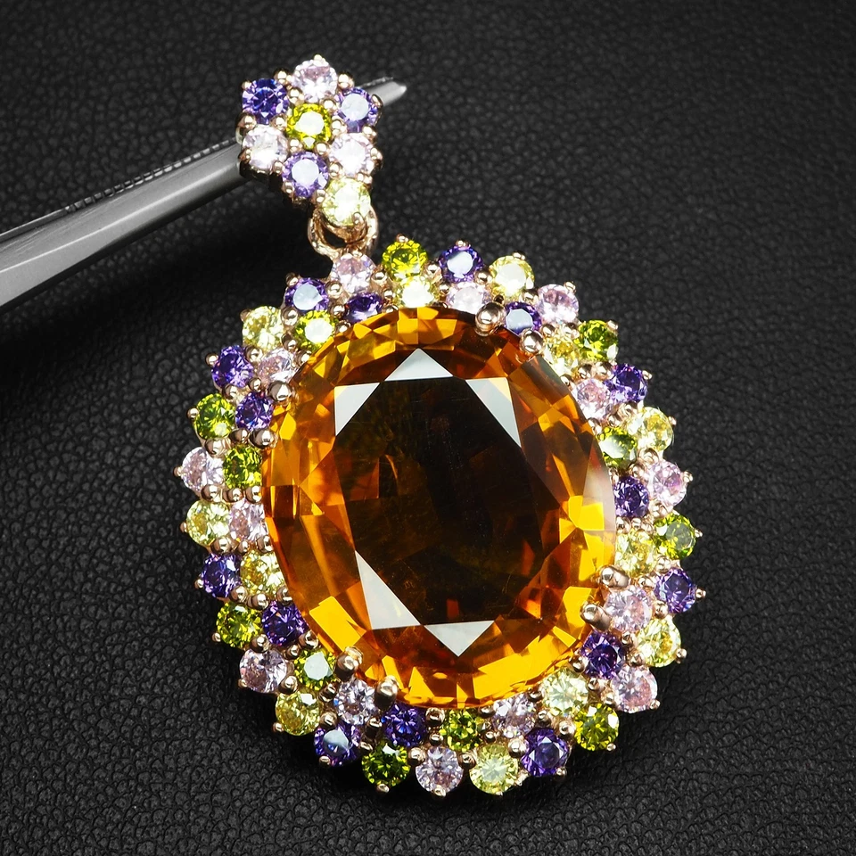 Squisiti ciondoli fatti a mano in argento sterling 925 zaffiro giallo... - Immagine 2 di 4