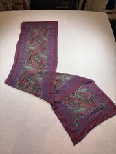 Vintage Anne Klein 100 Silk Paisley print Scarf Purple Teal