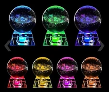 NEW 3D Solar System Crystal Ball with LED Base Astronomy Night Light w/ Gift Box