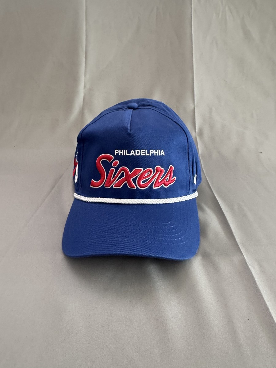 '47 Brand Philadelphia 76ers NBA Snapback Hat Blue Script Logo Rope Ca
