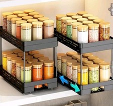 2 Packs Pull Out Spice Rack Organizer for Cabinet, Slide Out Spice Racks Usa Shi