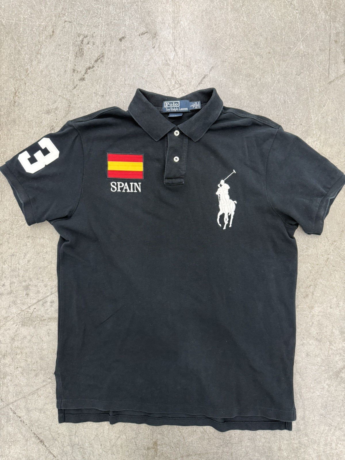 Mens Polo Spain #3 Custom Fit by Ralph Lauren Vintage Size L Black