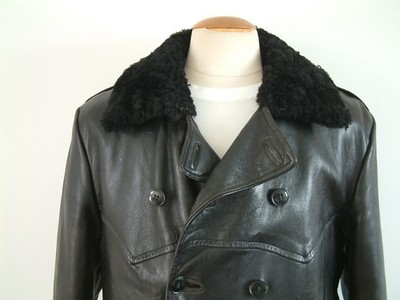1940's SWEDISH MILITARY LEATHER COAT..40