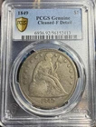 1849 Seated Liberty Silver $1  PCGS F-Detail Colorful Toning