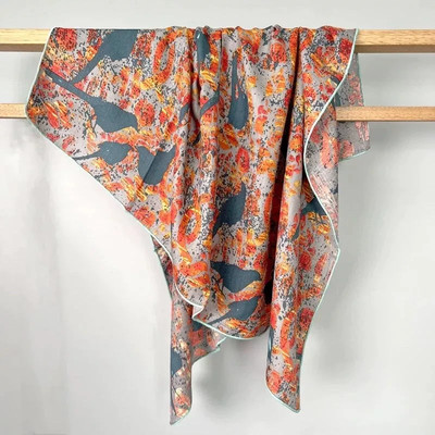 41''x41''Birds Print 70%Wool 30%Silk Thin Double-sided Scarf 105x105cm4-46
