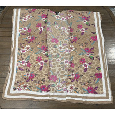 Steve Madden Beige/Pink/White Floral Long Handkerchief Kimono - One Size