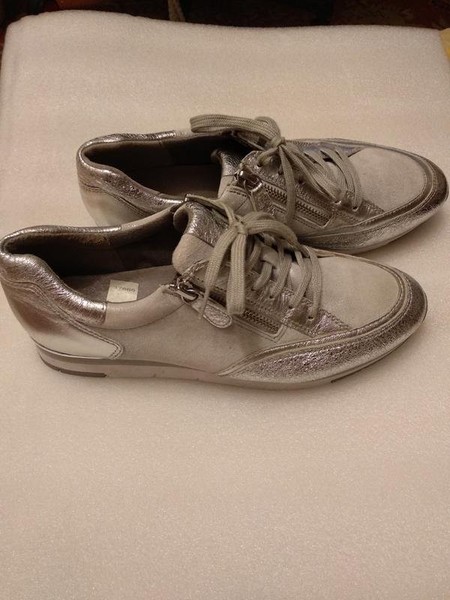 Women Gabor Heels Silver Leather 38 #7T4O