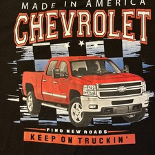GM Chevrolet Truck Made In America KEEP ON TRUCKING Tee Shirt 5XLT Black