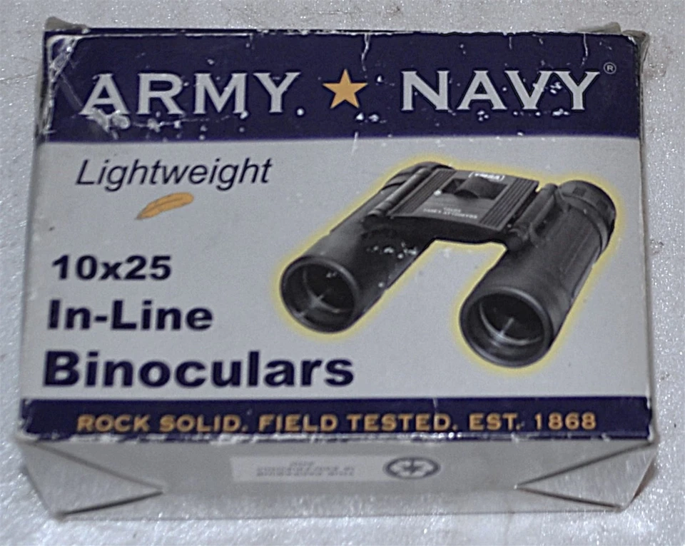 ARMY-NAVY BINOCULARS 10x25 IN LINE 286 FT/1000 YDS VERY GOOD CONDITION - Image 4 of 4