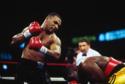 Heavyweight fighter Mike Tyson left fights Buster Mathis Jr right - Old Photo