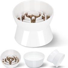Tilted Raised Slow Feeder Bowl: Cats, Small  Medium Dogs, Posture Improvement