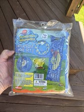 Vintage Nickelodeon Spongebob Squarepants Inflatable Swimming Pool Set 2001 Rare