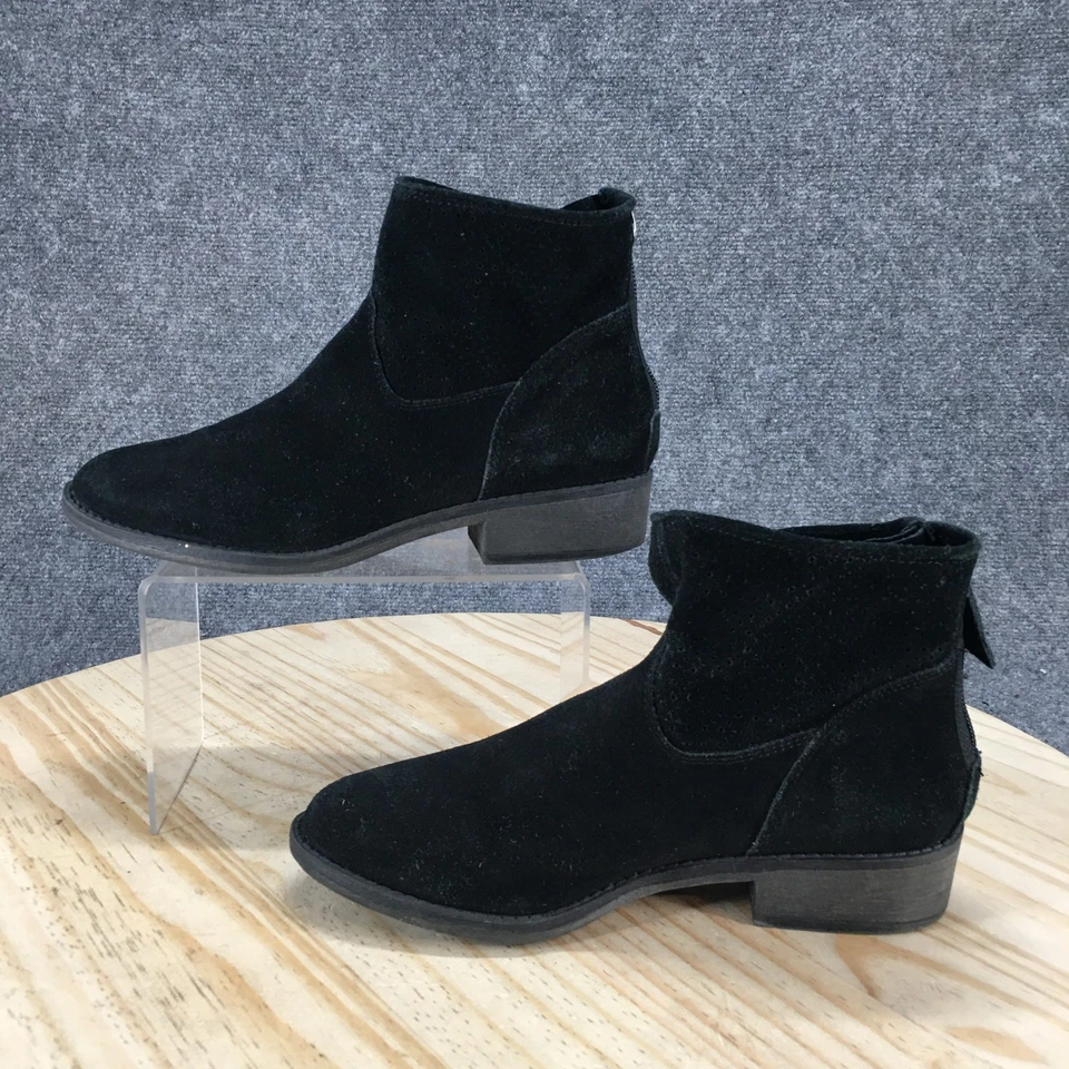 Botas Nine West para mujer 7M negras Bond3y botín al tobillo tacón cremallera gamuza perforada Foto 2 de 4