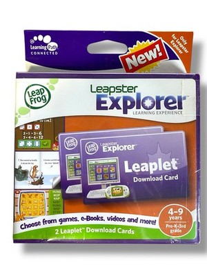 Leapfrog Leapster Explorer Leaplet Download Cards 2 In Pack New! Sealed!