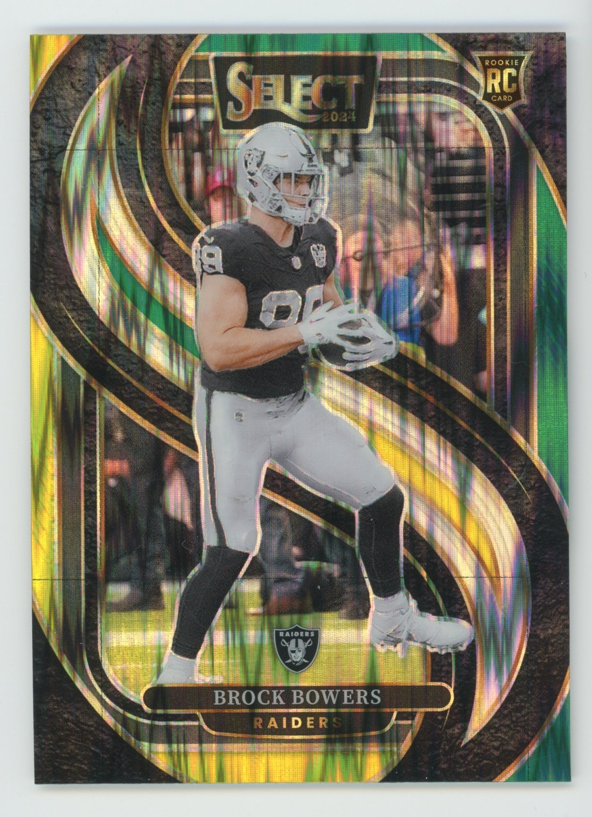 2024 Select Brock Bowers Premier Level Yellow & Green Shock RC #118 Raiders B99