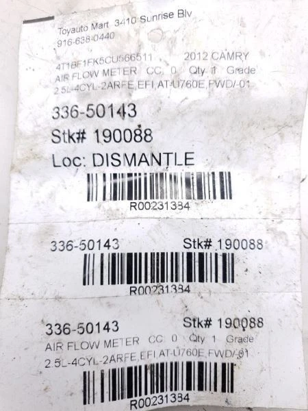 Medidor de flujo de aire sedán 1,8 L para Toyota Corolla 09-18 Foto 4 de 4