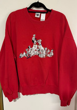 Vintage 90  s Disney 101 Dalmatians Embroidered Fleece Sweatshirt Red Size LARGE