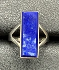 VTG Sterling Silver Lapis Oblong Ring 5 Grams Size 8.25 A26
