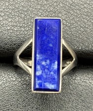 VTG Sterling Silver Lapis Oblong Ring 5 Grams Size 8.25 A26