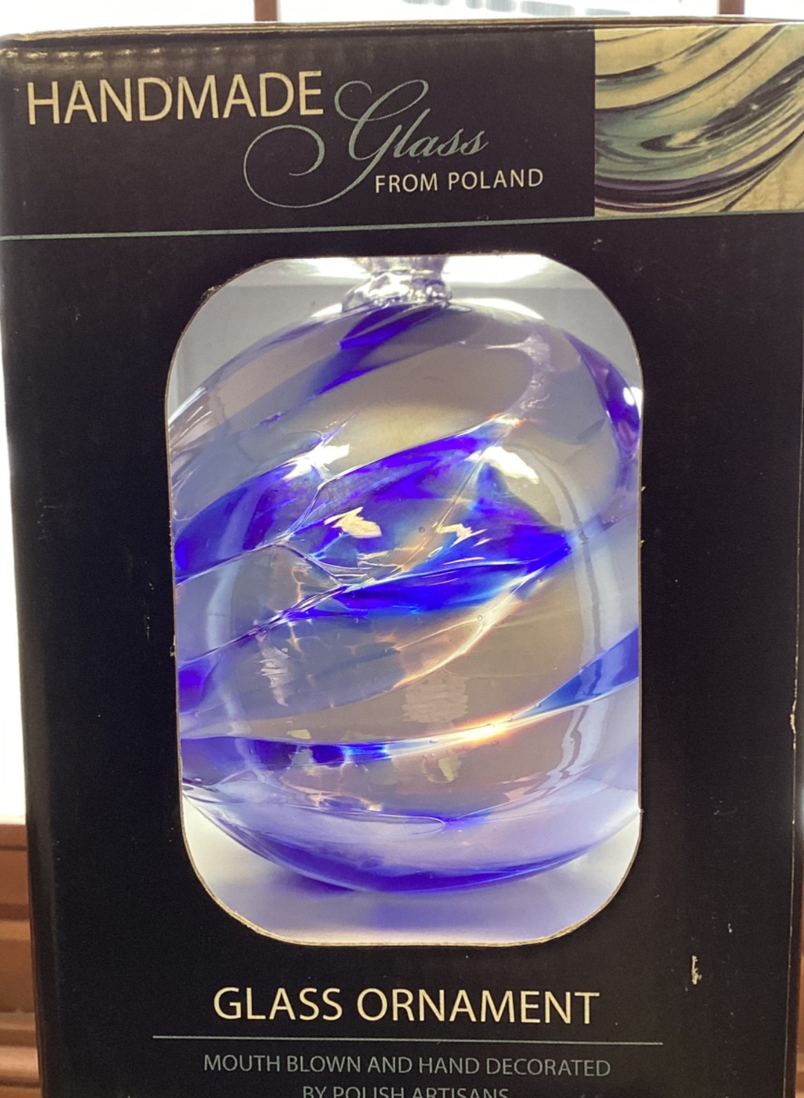 Lot 3 Zorza Hand Made Glass Ornament From Poland Mouth Blown 4” Blue Green Red