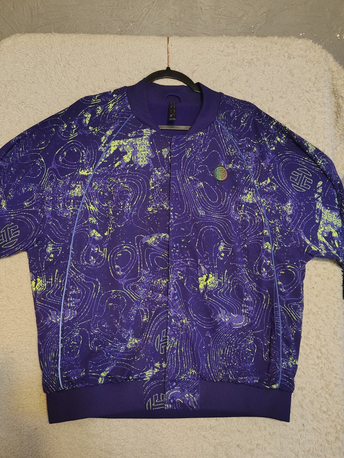 RARE adidas James Harden Thick Bomber Jacket Purple/Green Men’s Size M