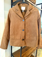 H&M Women s Brown Suede Blazer Jacket Button ...