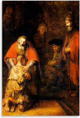 Return Of The Prodigal Son Religion Painting By Rembrandt Poster Wall Art