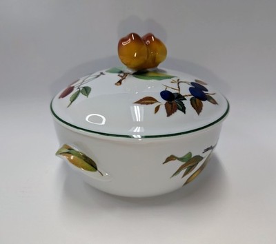 ROYAL WORCESTER EVESHAM VALE GREEN TRIM PEACH KNOB 1 Qt COVERED CASSEROLE w/LiD