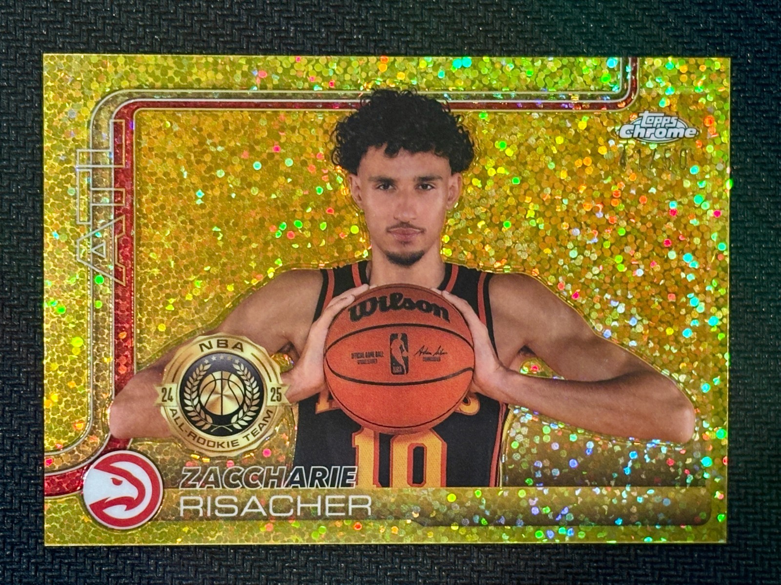 2025-26 Topps Chrome ZACCHARIE RISACHER Gold Sparkle Variation #2 Hawks /50