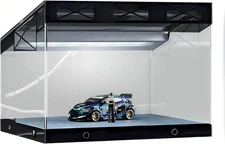 1/64 Diecast Car Display Case - Clear Acrylic Showcase with LED Lights for Hot W