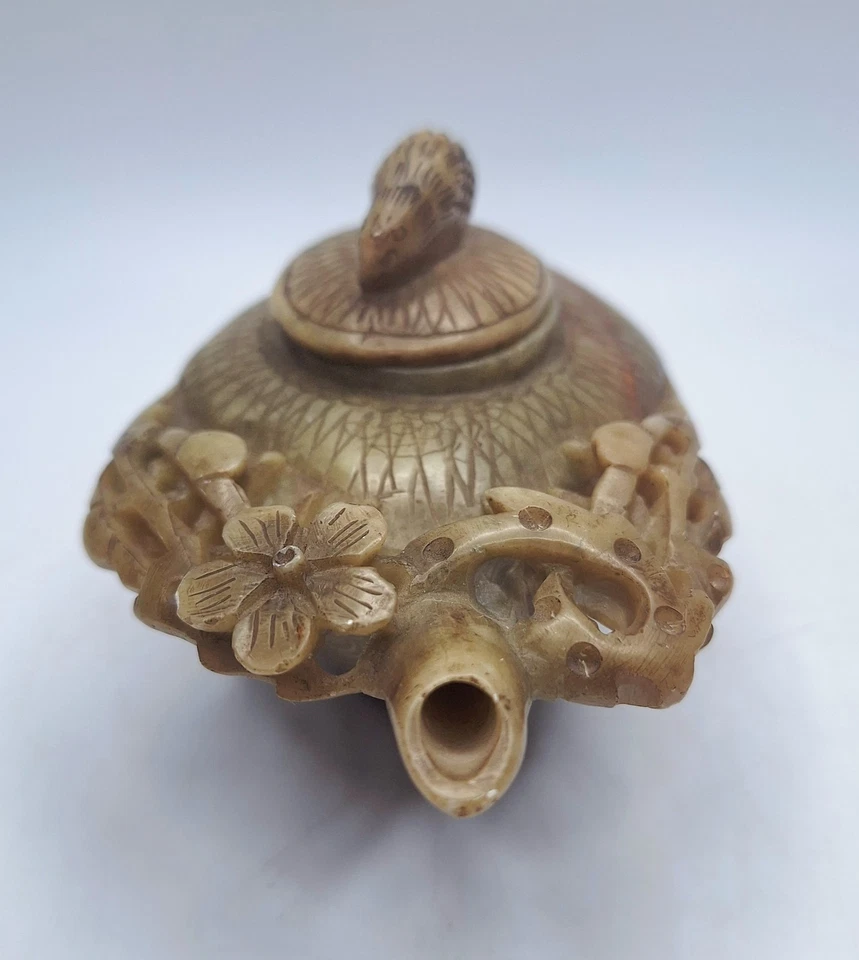 Quemador de incienso para tetera de piedra de jabón tallada china Foto 3 de 4