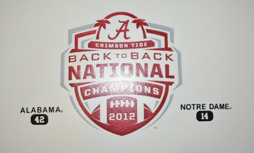 RARE BACK TO BACK NATIONAL CHAMPIONS ALABAMA CRIMSON ROLL TIDE 2012 BCS FOOTBALL - Picture 6 of 12