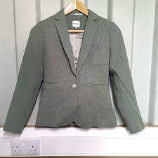 Reiss Womens Blazer Jacket Green Size Uk 6 100% Wool Minimalist Capsule Formal