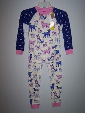 NWT Hatley Boutique Girl 2 pc Size 8 Pajamas Set Pink Pups Raglan Long Sleeves